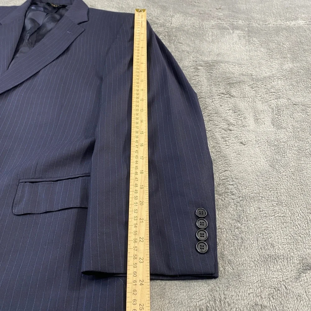 Jos. A. Bank Suit Mens 46R 40W Navy‎ Pinstripe Signature Gold 150s Wool *FLAW*